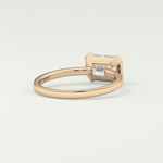 2.0 CT Emerald Cut Half Bezel Lab Grown Diamond Engagement Ring
