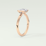 2.0 CT Emerald Cut Half Bezel Lab Grown Diamond Engagement Ring