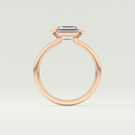 2.0 CT Emerald Cut Half Bezel Lab Grown Diamond Engagement Ring