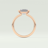 2.0 CT Emerald Cut Half Bezel Lab Grown Diamond Engagement Ring