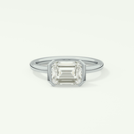 2.0 CT Emerald Cut Half Bezel Lab Grown Diamond Engagement Ring