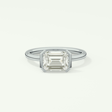 2.0 CT Emerald Cut Half Bezel Lab Grown Diamond Engagement Ring