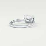 2.0 CT Emerald Cut Half Bezel Lab Grown Diamond Engagement Ring