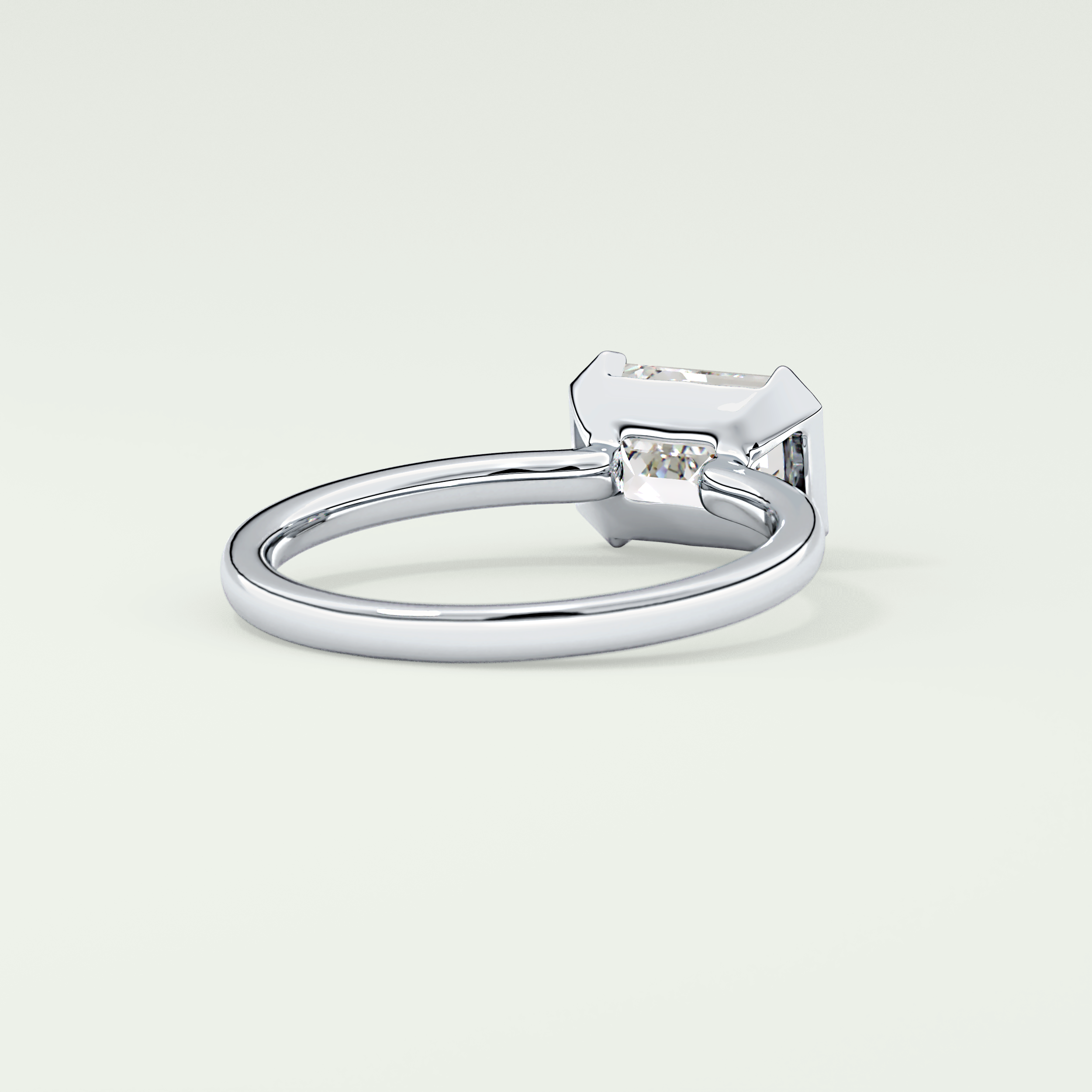 2.0 CT Emerald Cut Half Bezel Lab Grown Diamond Engagement Ring