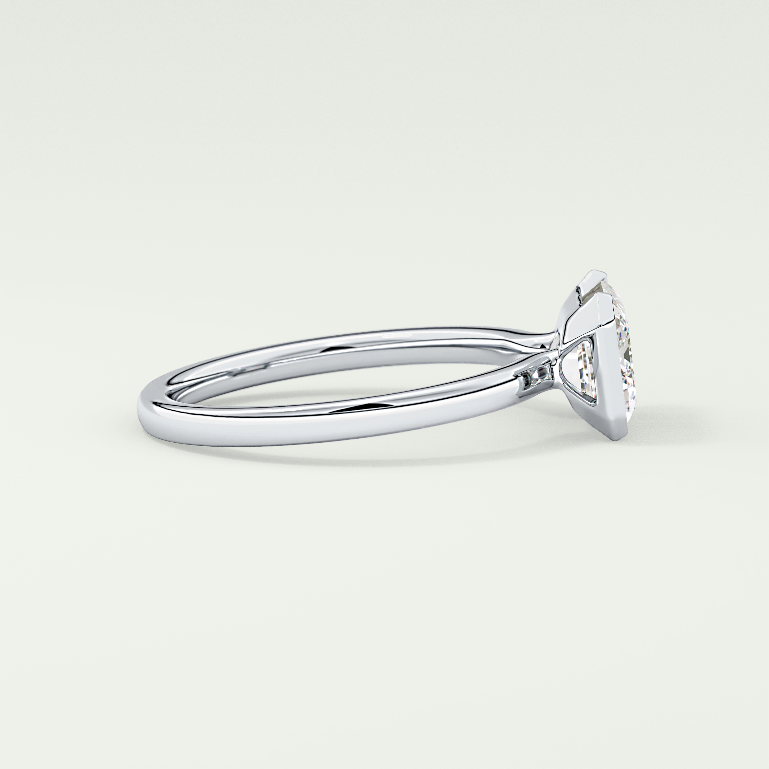 2.0 CT Emerald Cut Half Bezel Lab Grown Diamond Engagement Ring