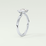 2.0 CT Emerald Cut Half Bezel Lab Grown Diamond Engagement Ring