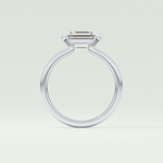 2.0 CT Emerald Cut Half Bezel Lab Grown Diamond Engagement Ring