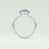 2.0 CT Emerald Cut Half Bezel Lab Grown Diamond Engagement Ring