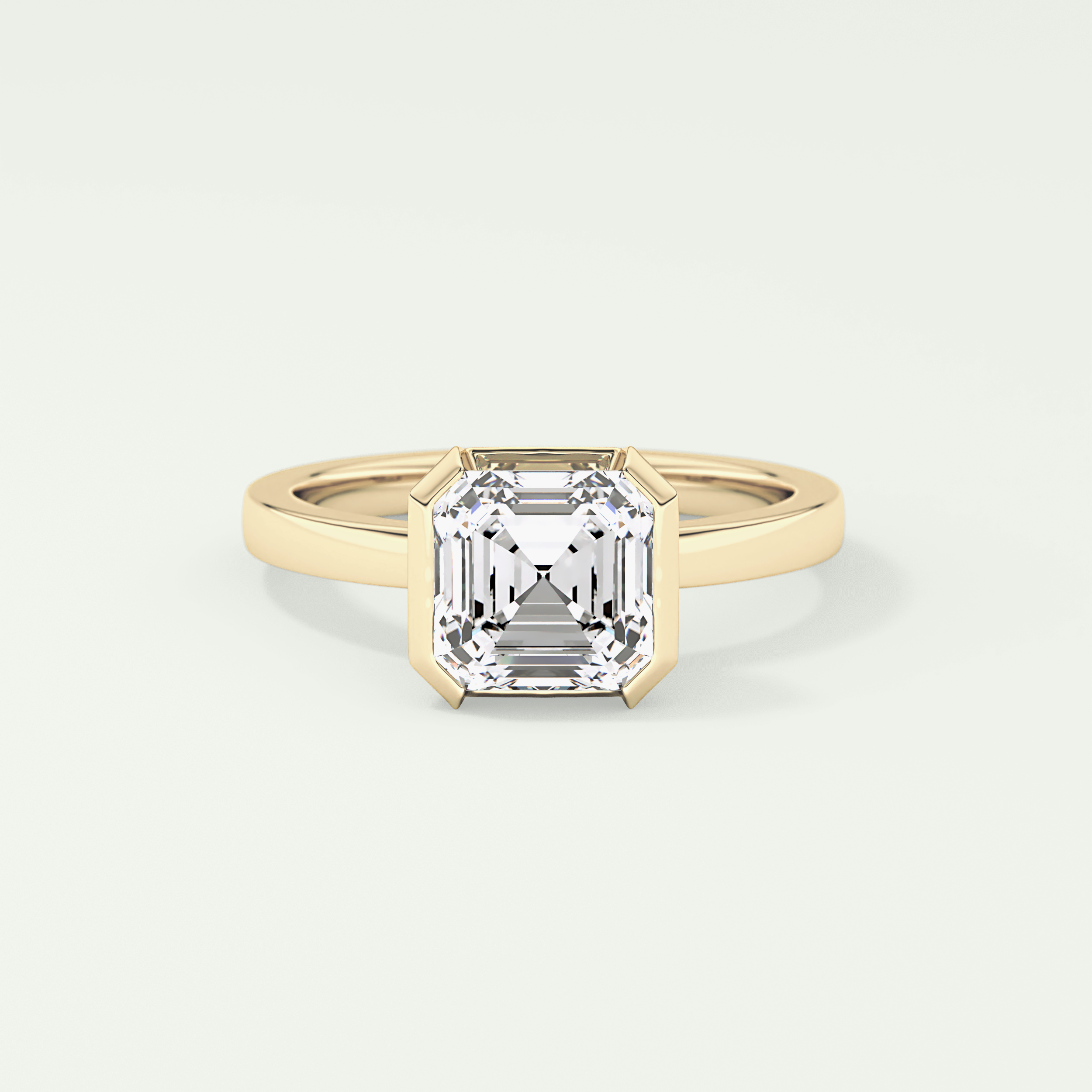 2.0 CT Asscher Cut Half Bezel Lab-Grown Diamond Engagement Ring 1