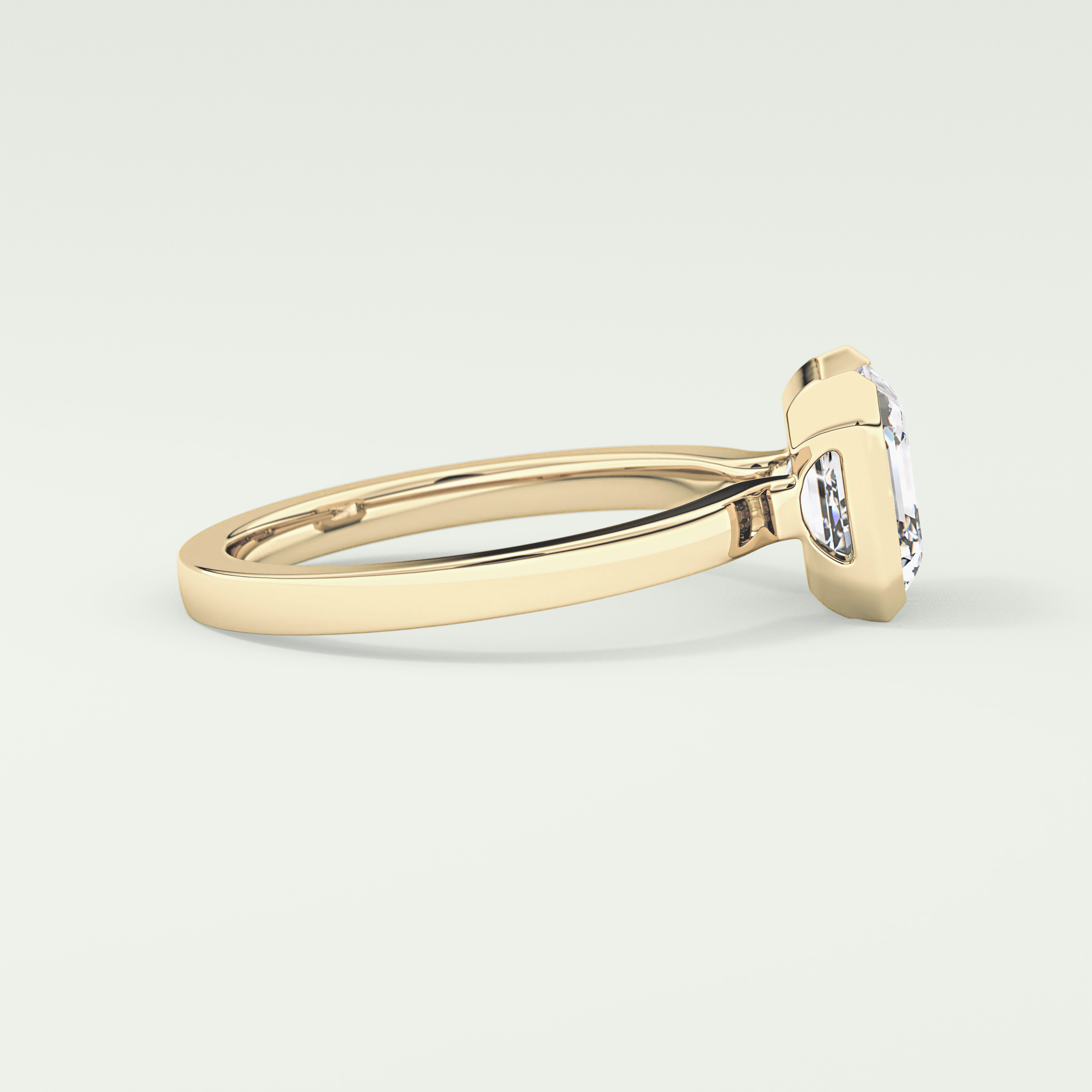 2.0 CT Asscher Cut Half Bezel Lab-Grown Diamond Engagement Ring 3