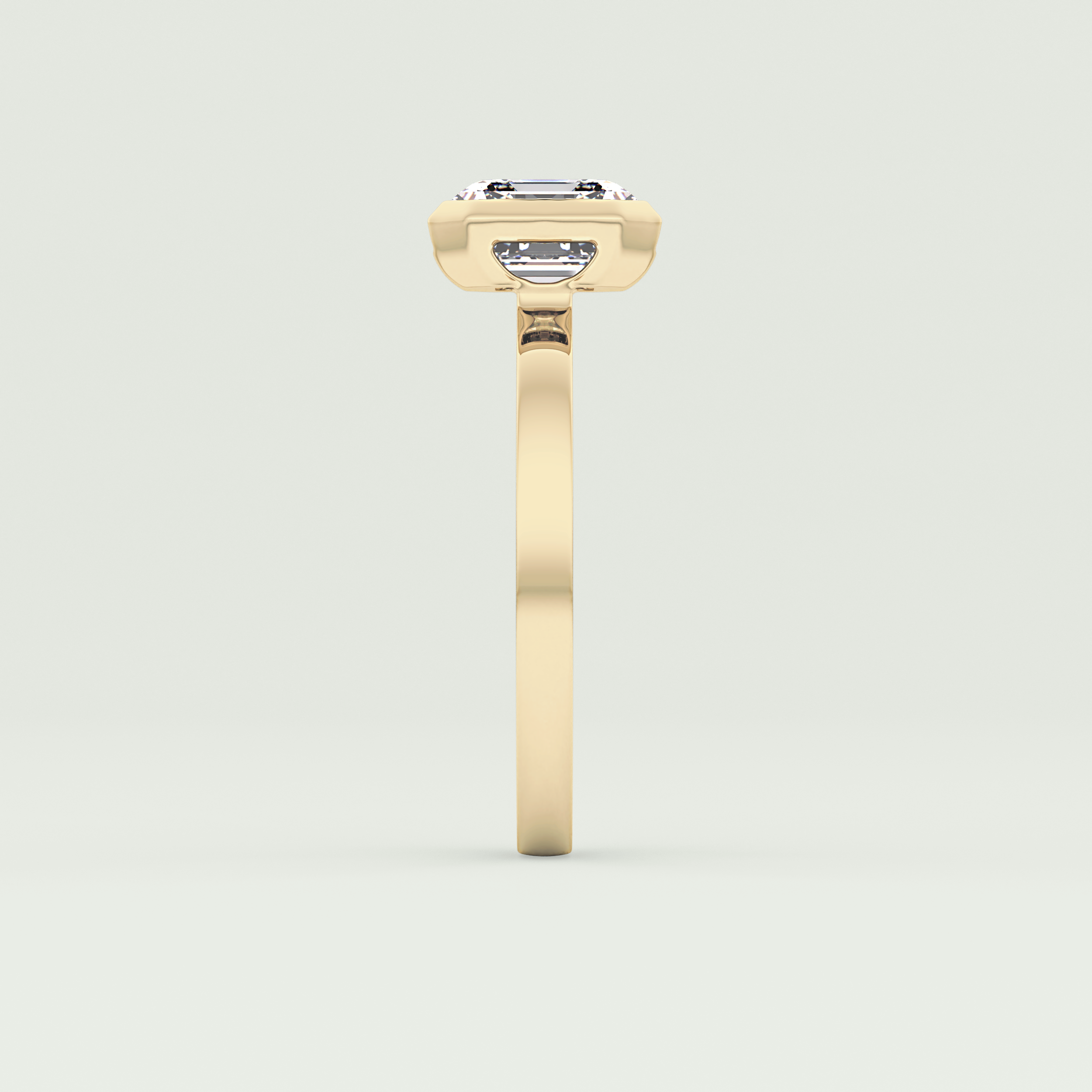 2.0 CT Asscher Cut Half Bezel Lab-Grown Diamond Engagement Ring 4