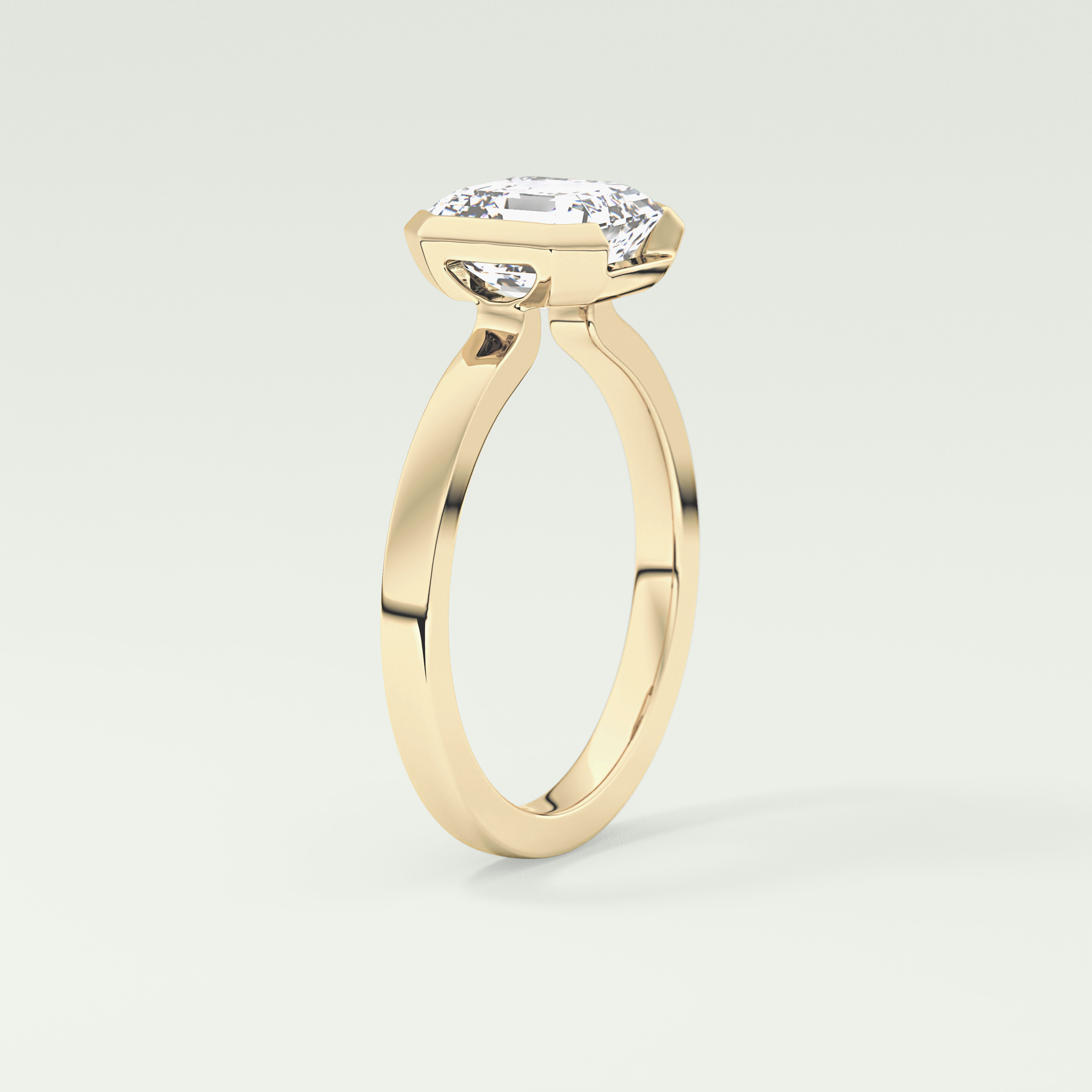 2.0 CT Asscher Cut Half Bezel Lab-Grown Diamond Engagement Ring 5