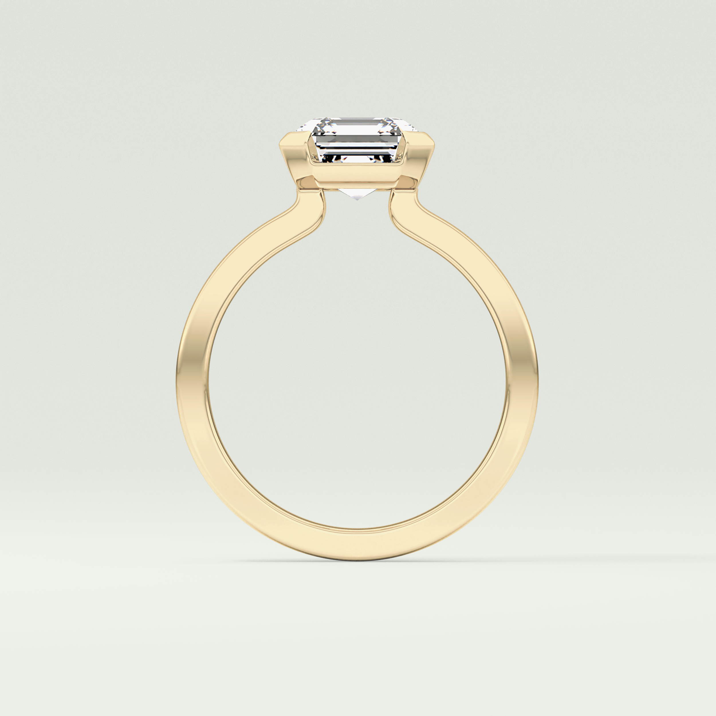 2.0 CT Asscher Cut Half Bezel Lab-Grown Diamond Engagement Ring 6