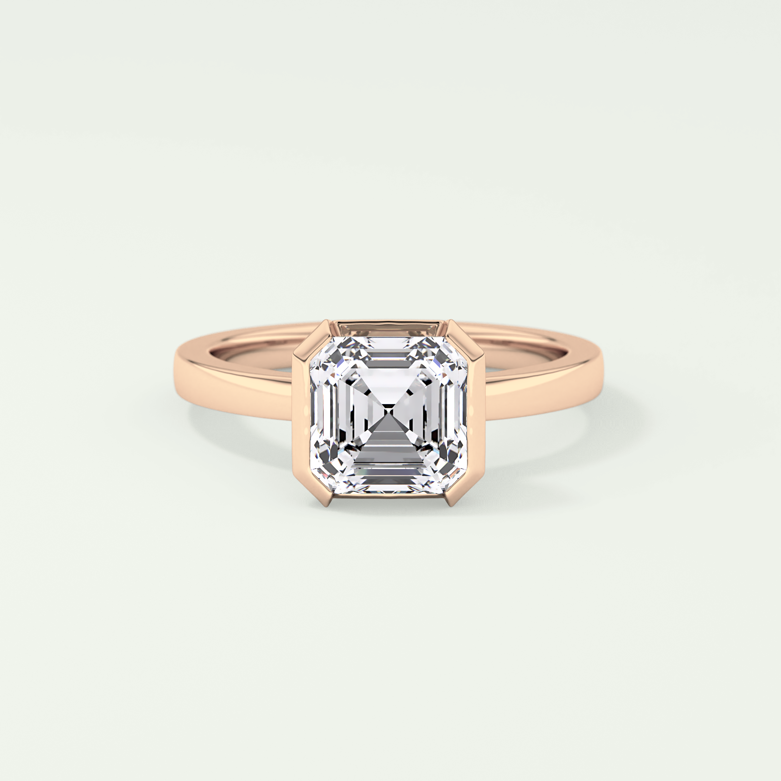 2.0 CT Asscher Cut Half Bezel Lab-Grown Diamond Engagement Ring 7