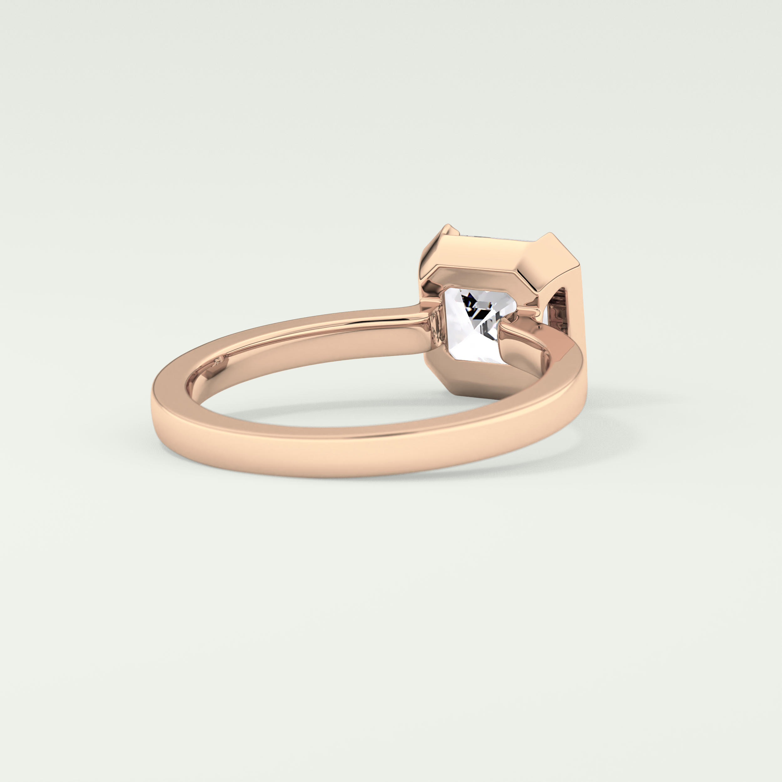 2.0 CT Asscher Cut Half Bezel Lab-Grown Diamond Engagement Ring 8