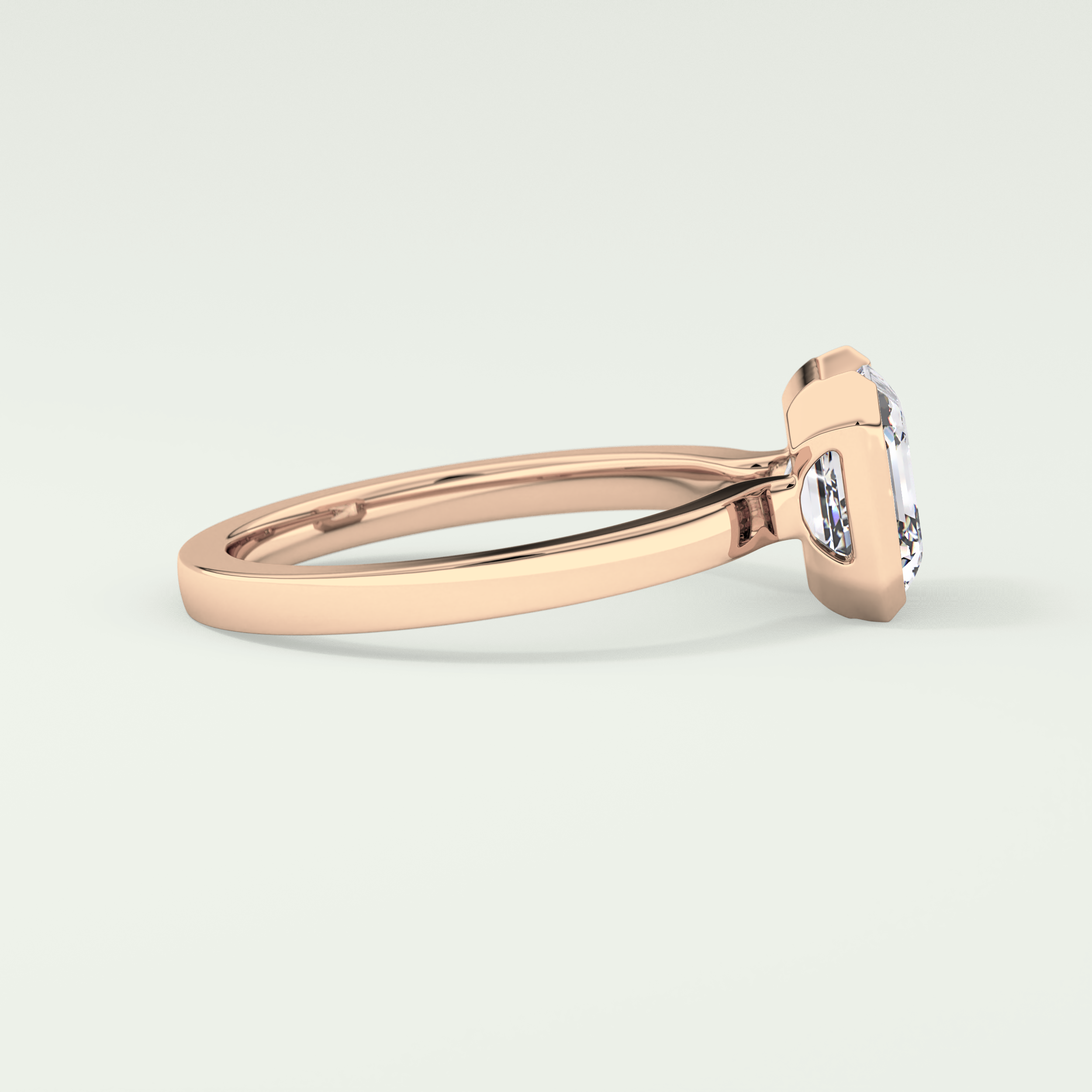 2.0 CT Asscher Cut Half Bezel Lab-Grown Diamond Engagement Ring 9