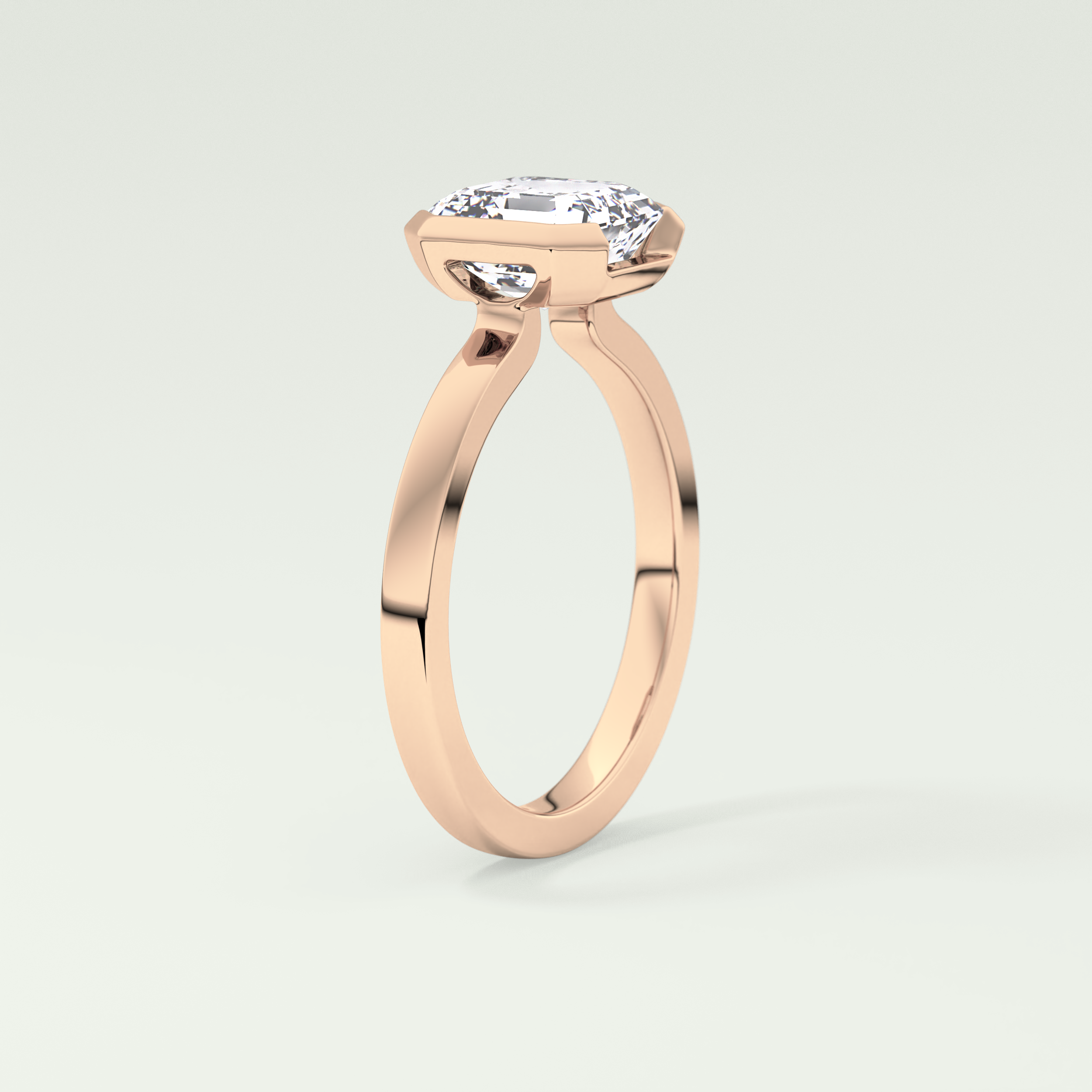 2.0 CT Asscher Cut Half Bezel Lab-Grown Diamond Engagement Ring 11