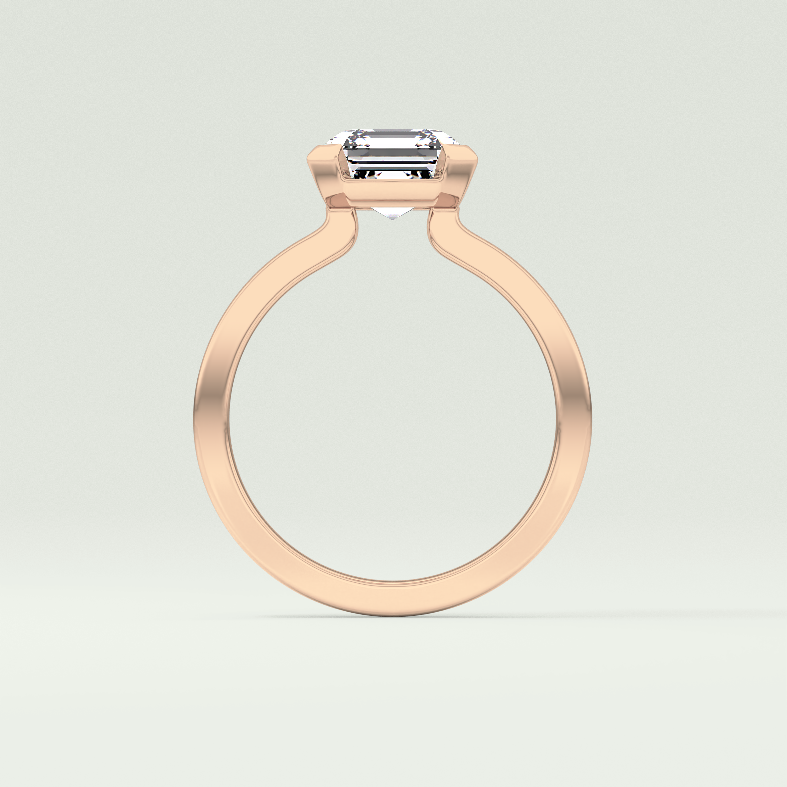 2.0 CT Asscher Cut Half Bezel Lab-Grown Diamond Engagement Ring 12