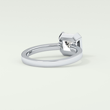 2.0 CT Asscher Cut Half Bezel Lab-Grown Diamond Engagement Ring 14