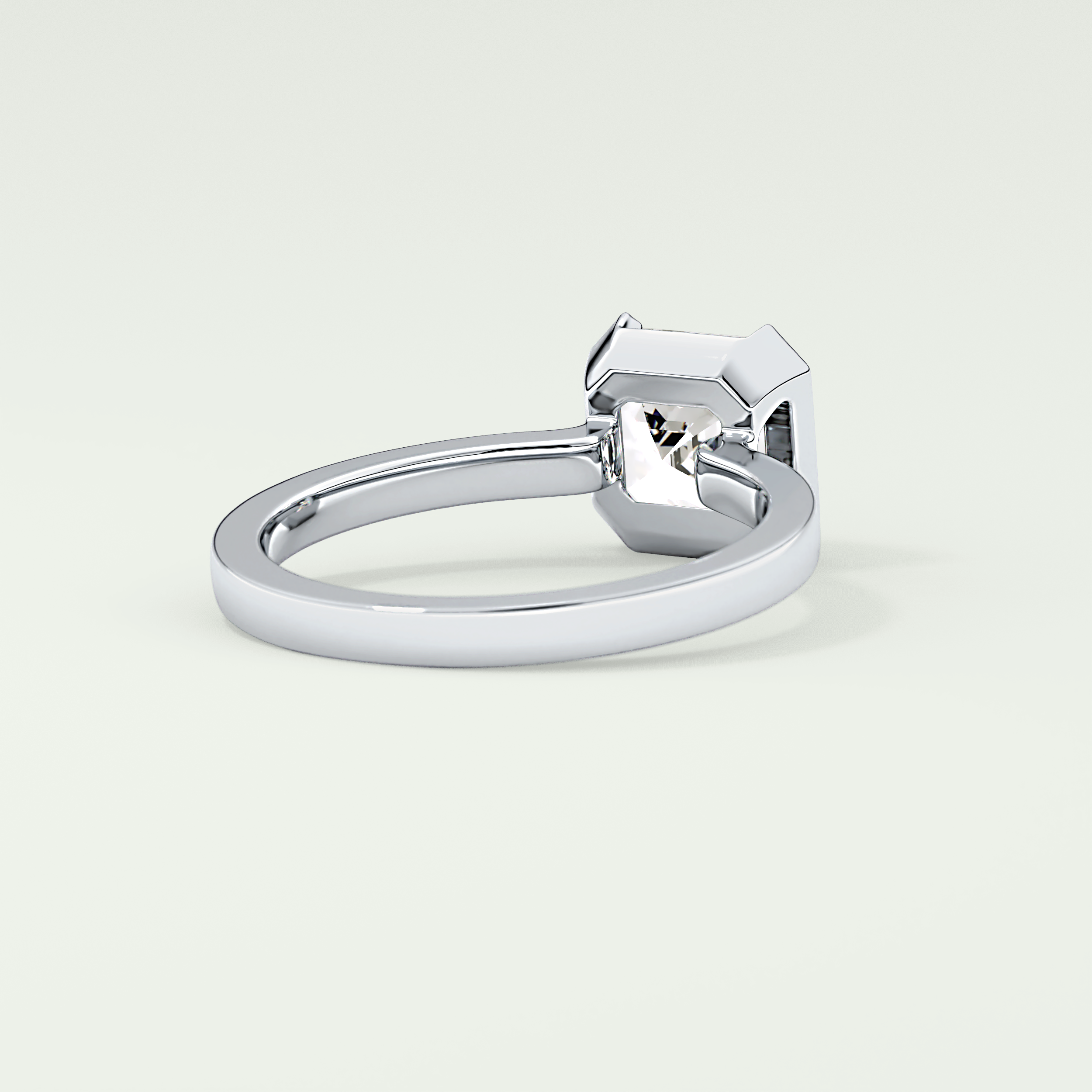 2.0 CT Asscher Cut Half Bezel Lab-Grown Diamond Engagement Ring 14