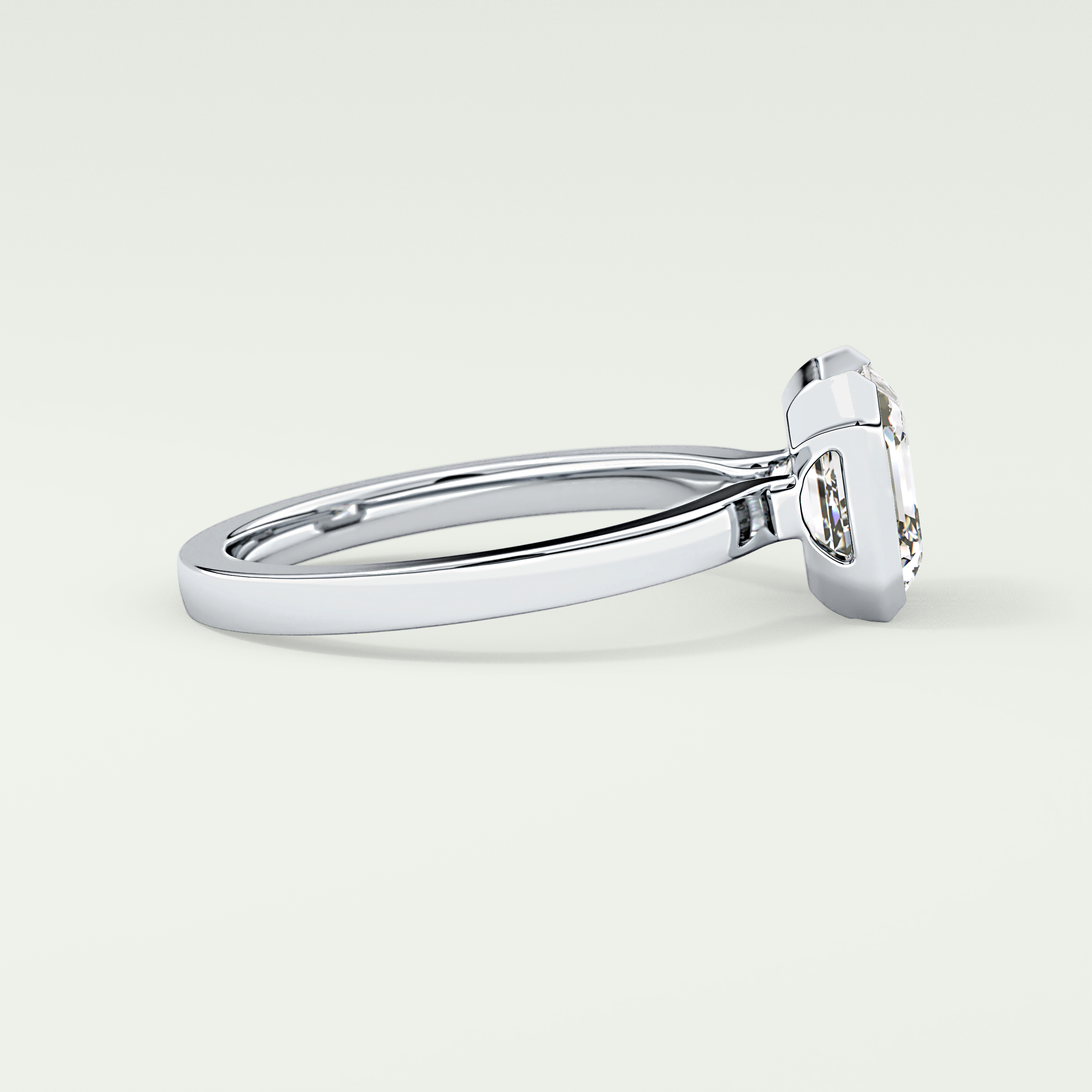 2.0 CT Asscher Cut Half Bezel Lab-Grown Diamond Engagement Ring 15