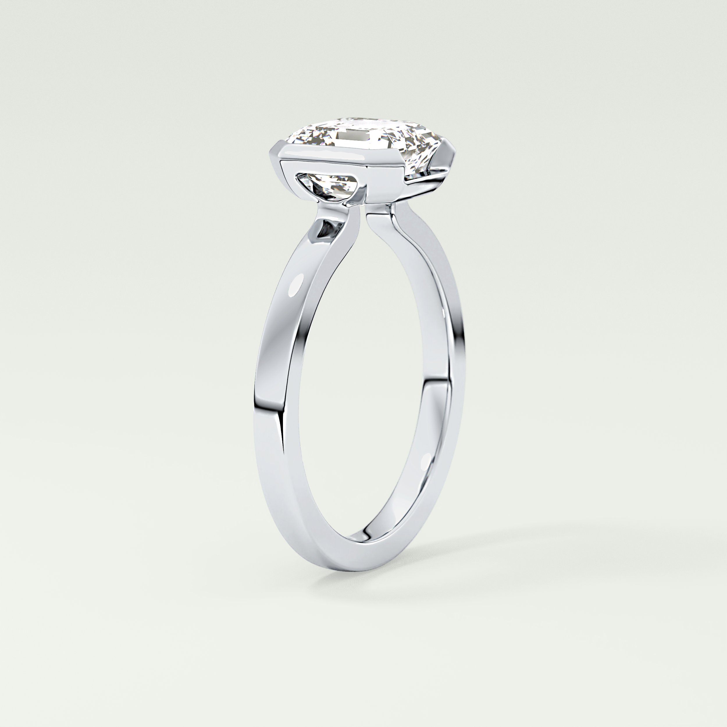 2.0 CT Asscher Cut Half Bezel Lab-Grown Diamond Engagement Ring 17