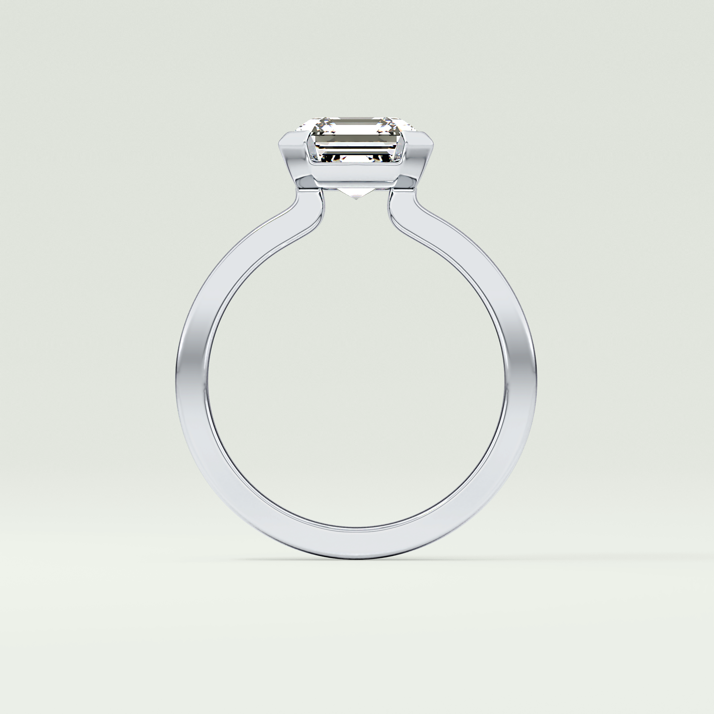 2.0 CT Asscher Cut Half Bezel Lab-Grown Diamond Engagement Ring 18