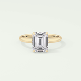 2.0 CT Emerald Cut Hidden Halo Lab Grown Diamond Engagement Ring