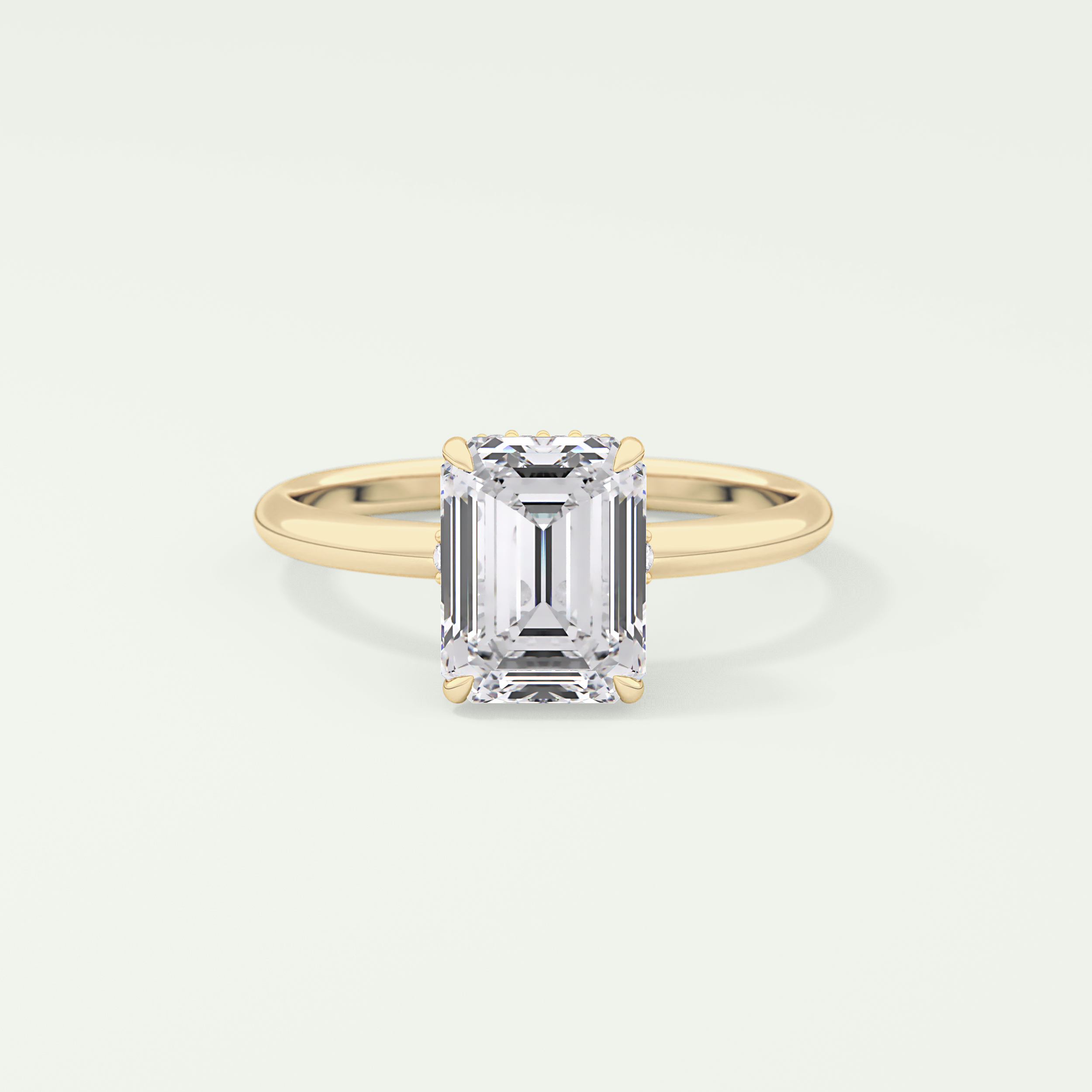 2.0 CT Emerald Cut Hidden Halo Lab Grown Diamond Engagement Ring