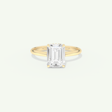 2.0 CT Emerald Cut Hidden Halo Moissanite Engagement Ring