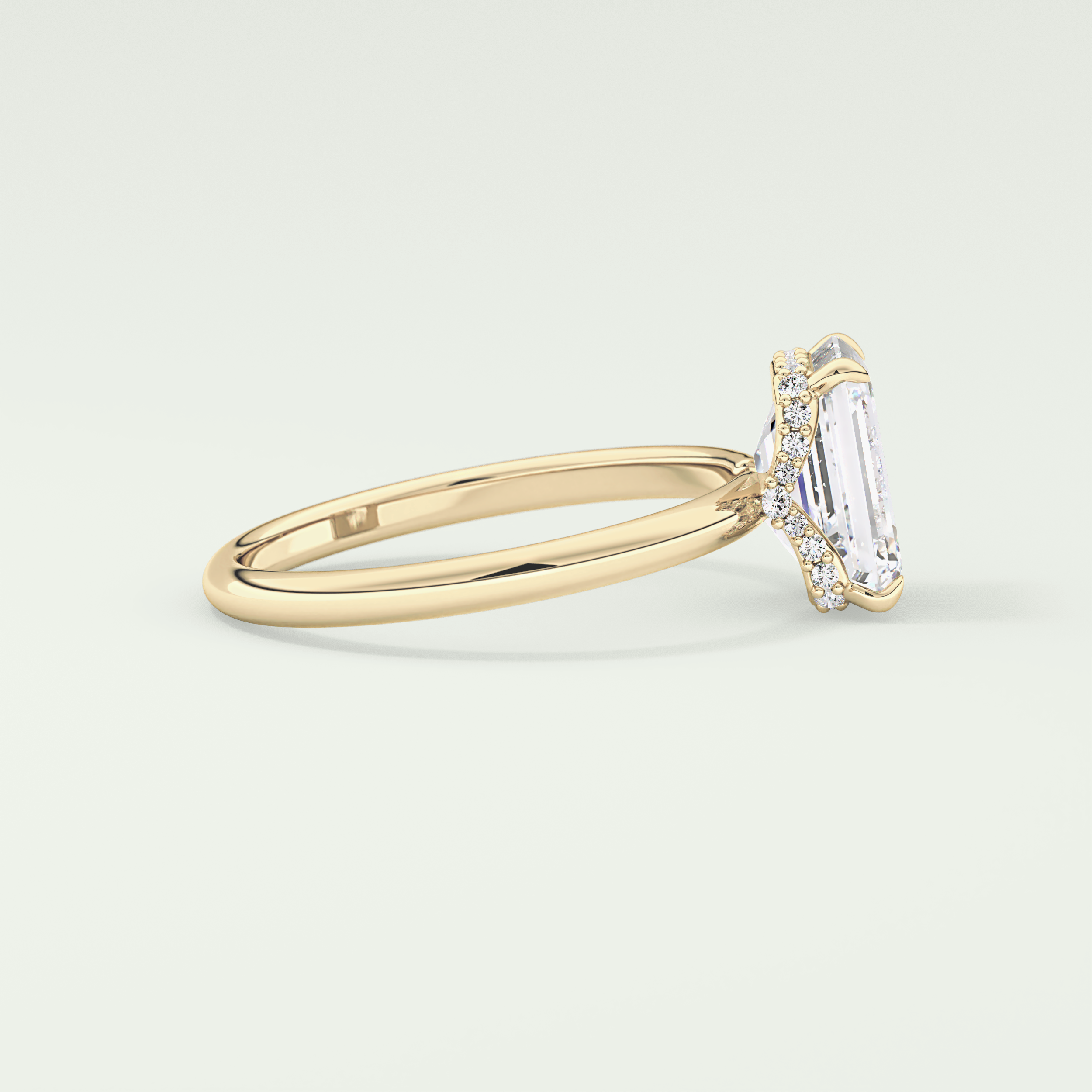 2.0 CT Emerald Cut Hidden Halo Lab Grown Diamond Engagement Ring
