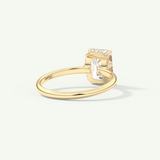 2.0 CT Emerald Cut Hidden Halo Moissanite Engagement Ring