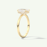 2.0 CT Emerald Cut Hidden Halo Moissanite Engagement Ring