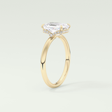 2.0 CT Emerald Cut Hidden Halo Lab Grown Diamond Engagement Ring