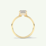 2.0 CT Emerald Cut Hidden Halo Moissanite Engagement Ring