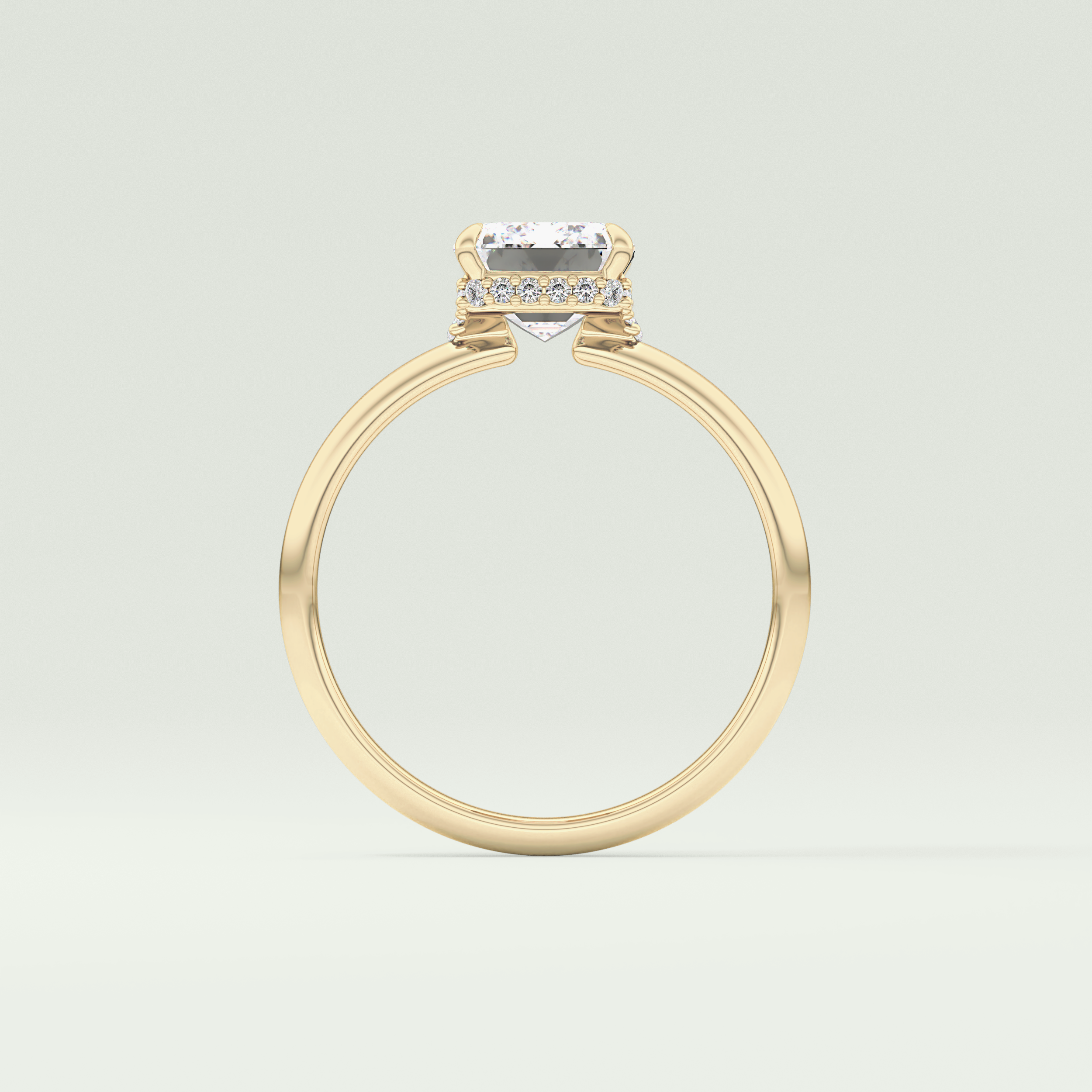 2.0 CT Emerald Cut Hidden Halo Lab Grown Diamond Engagement Ring