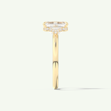 2.0 CT Emerald Cut Hidden Halo Moissanite Engagement Ring