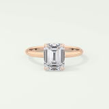 2.0 CT Emerald Cut Hidden Halo Lab Grown Diamond Engagement Ring