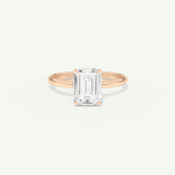 2.0 CT Emerald Cut Hidden Halo Moissanite Engagement Ring