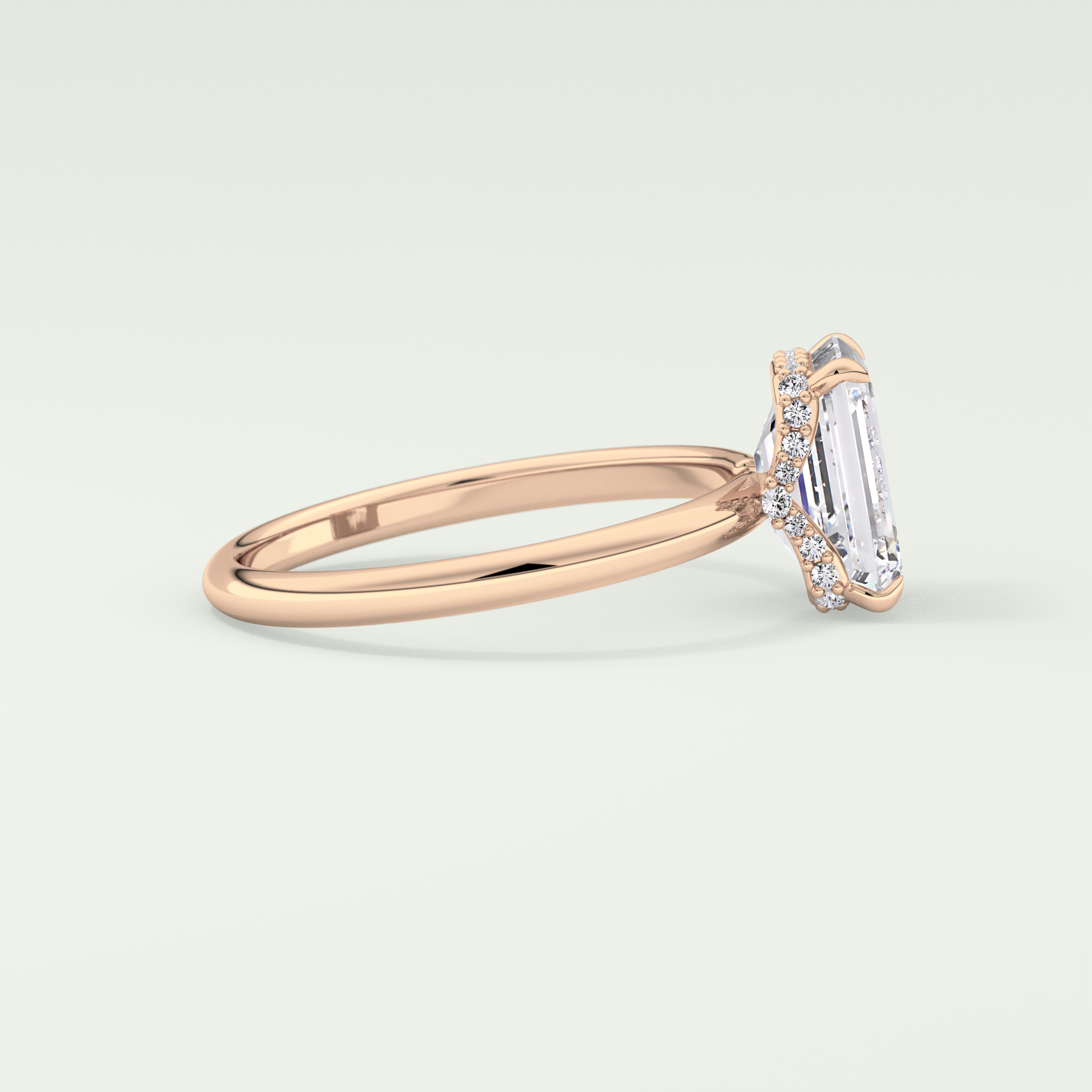 2.0 CT Emerald Cut Hidden Halo Lab Grown Diamond Engagement Ring