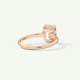 2.0 CT Emerald Cut Hidden Halo Moissanite Engagement Ring
