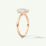 2.0 CT Emerald Cut Hidden Halo Moissanite Engagement Ring