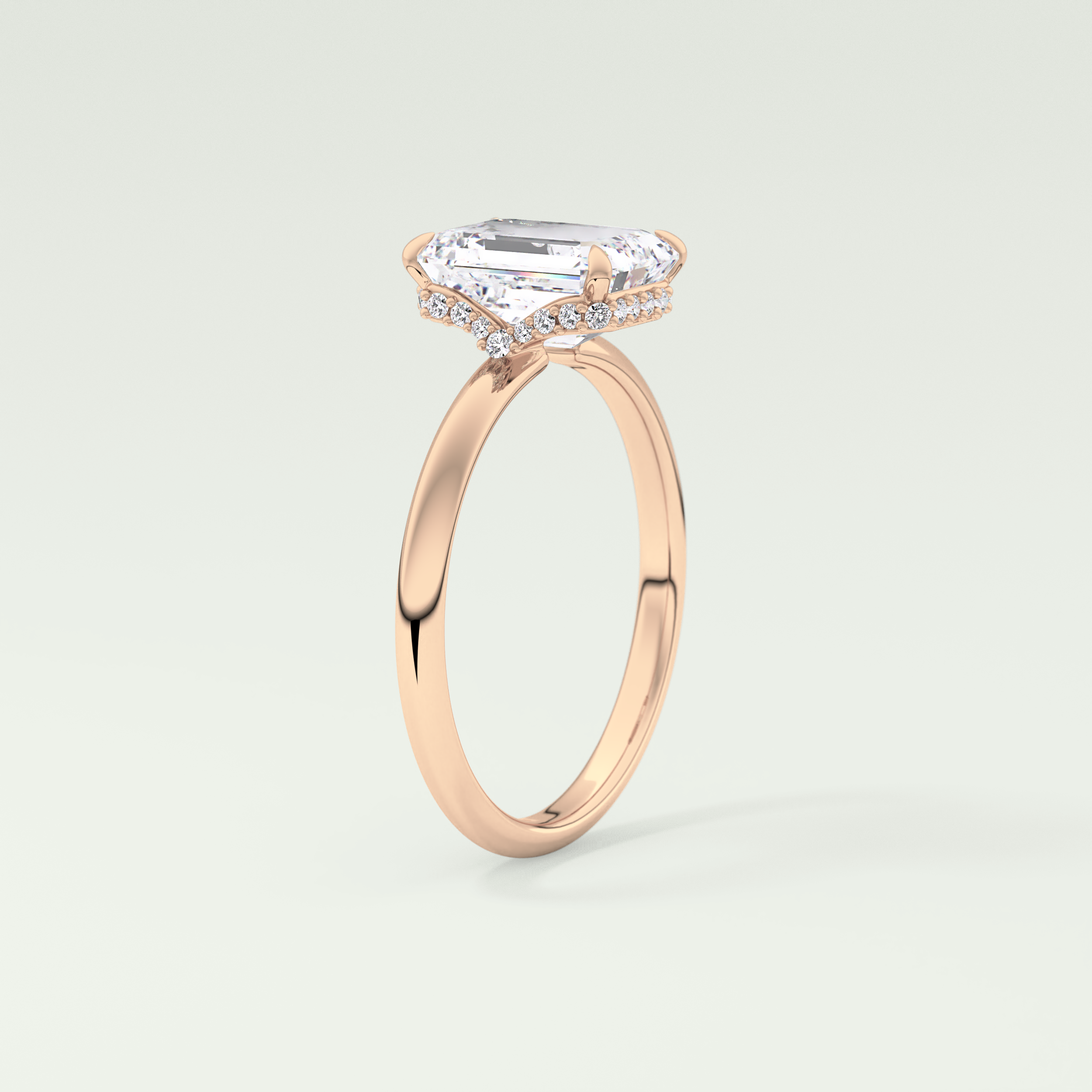 2.0 CT Emerald Cut Hidden Halo Lab Grown Diamond Engagement Ring