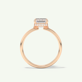 2.0 CT Emerald Cut Hidden Halo Moissanite Engagement Ring