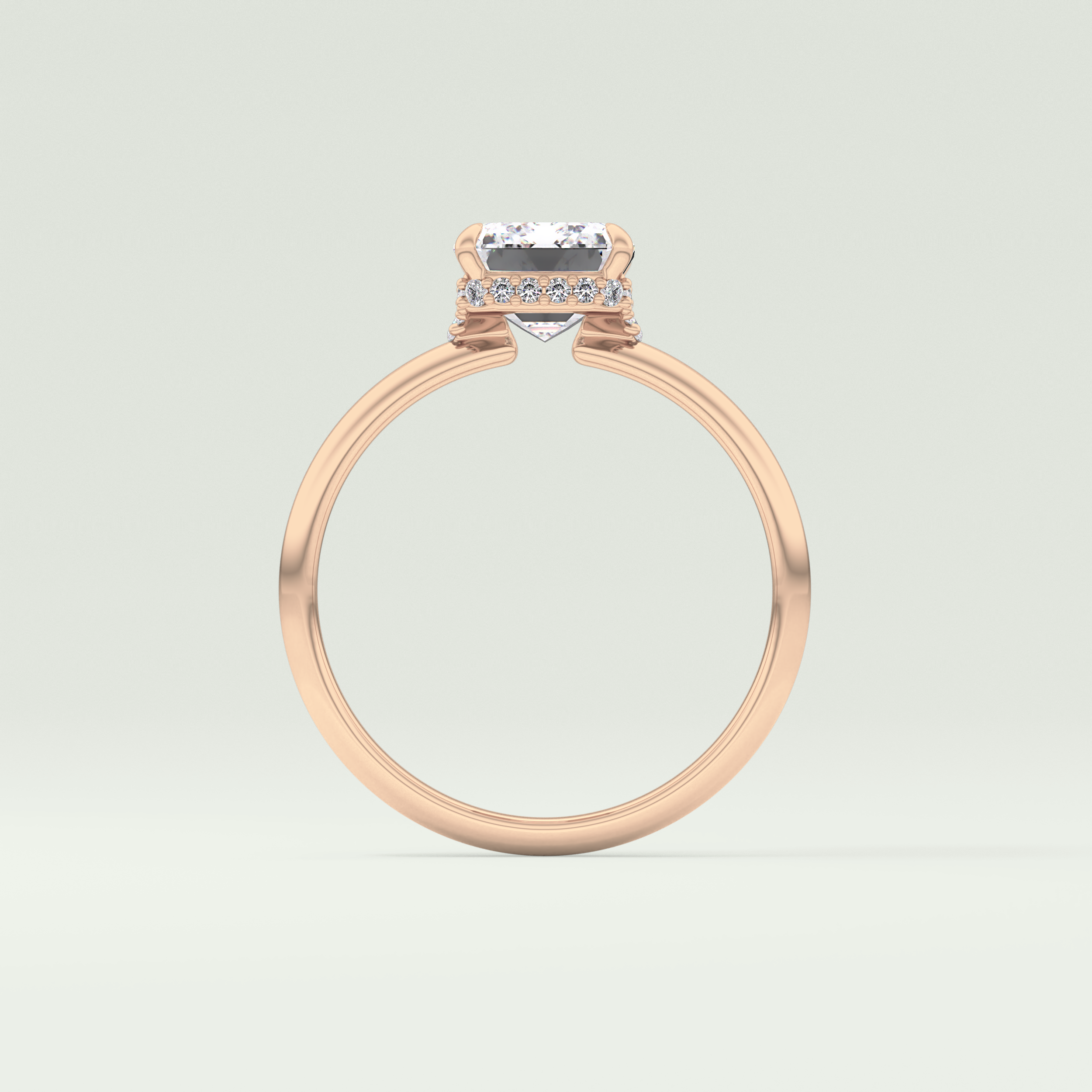 2.0 CT Emerald Cut Hidden Halo Lab Grown Diamond Engagement Ring