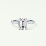 2.0 CT Emerald Cut Hidden Halo Lab Grown Diamond Engagement Ring
