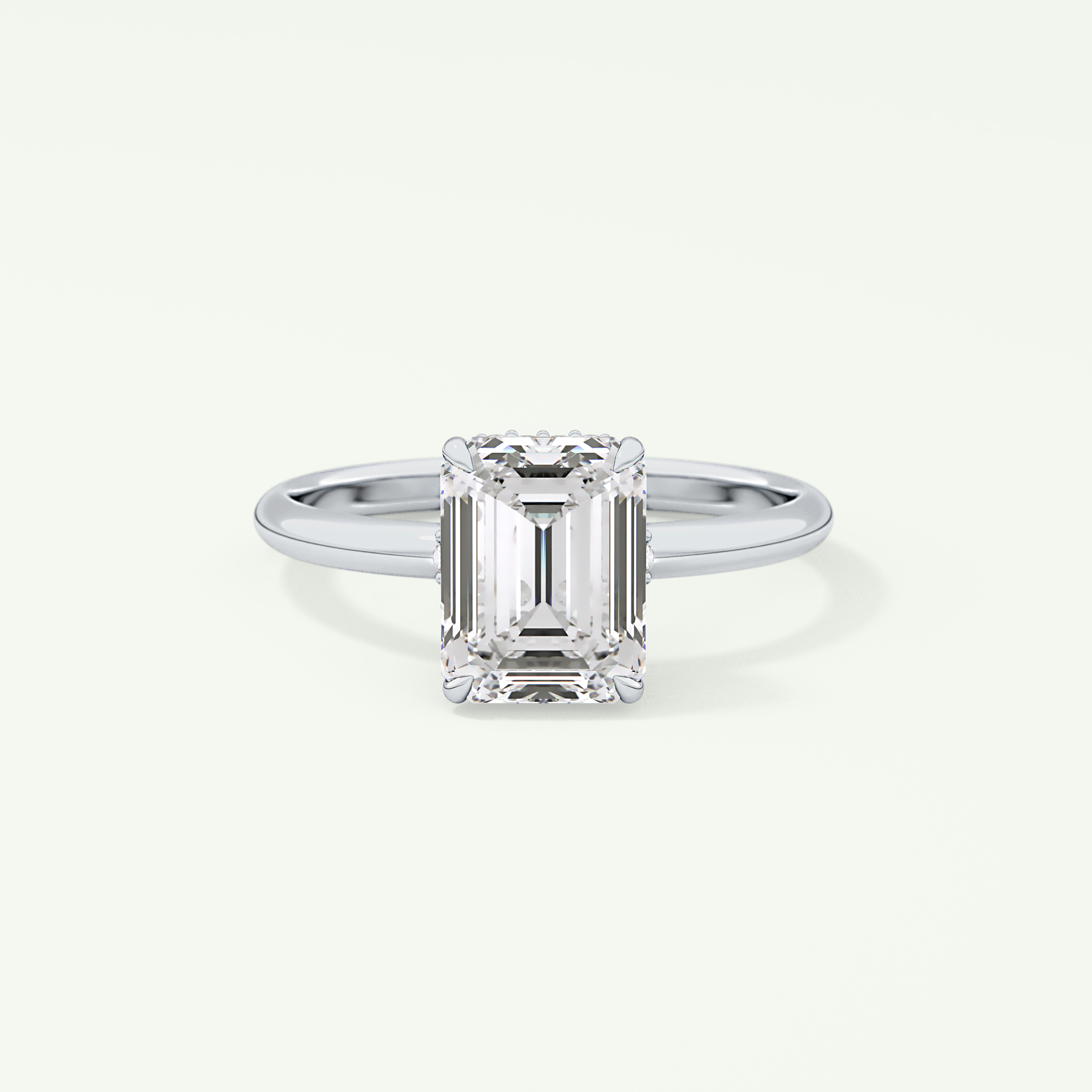 2.0 CT Emerald Cut Hidden Halo Lab Grown Diamond Engagement Ring