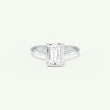 2.0 CT Emerald Cut Hidden Halo Moissanite Engagement Ring