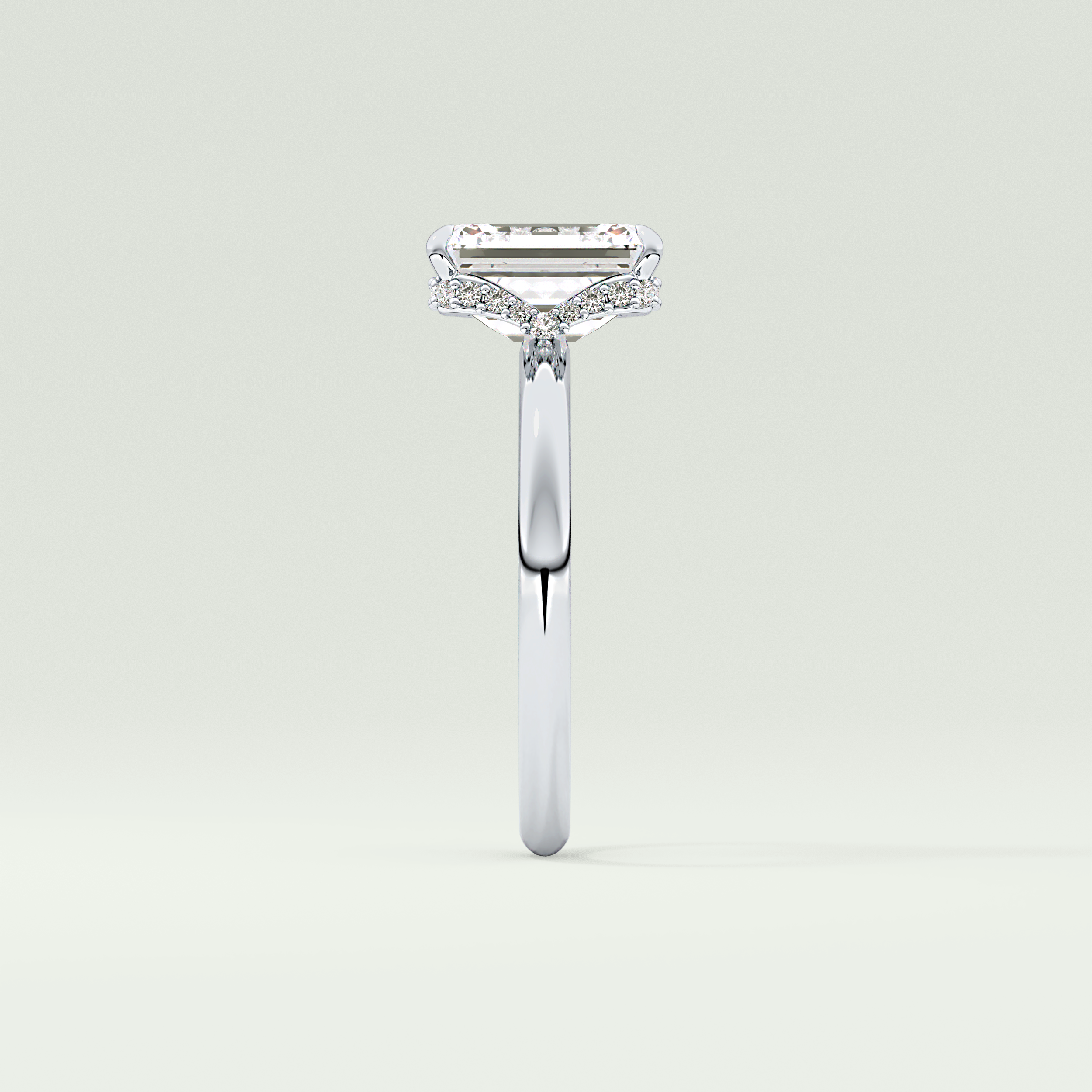 2.0 CT Emerald Cut Hidden Halo Lab Grown Diamond Engagement Ring