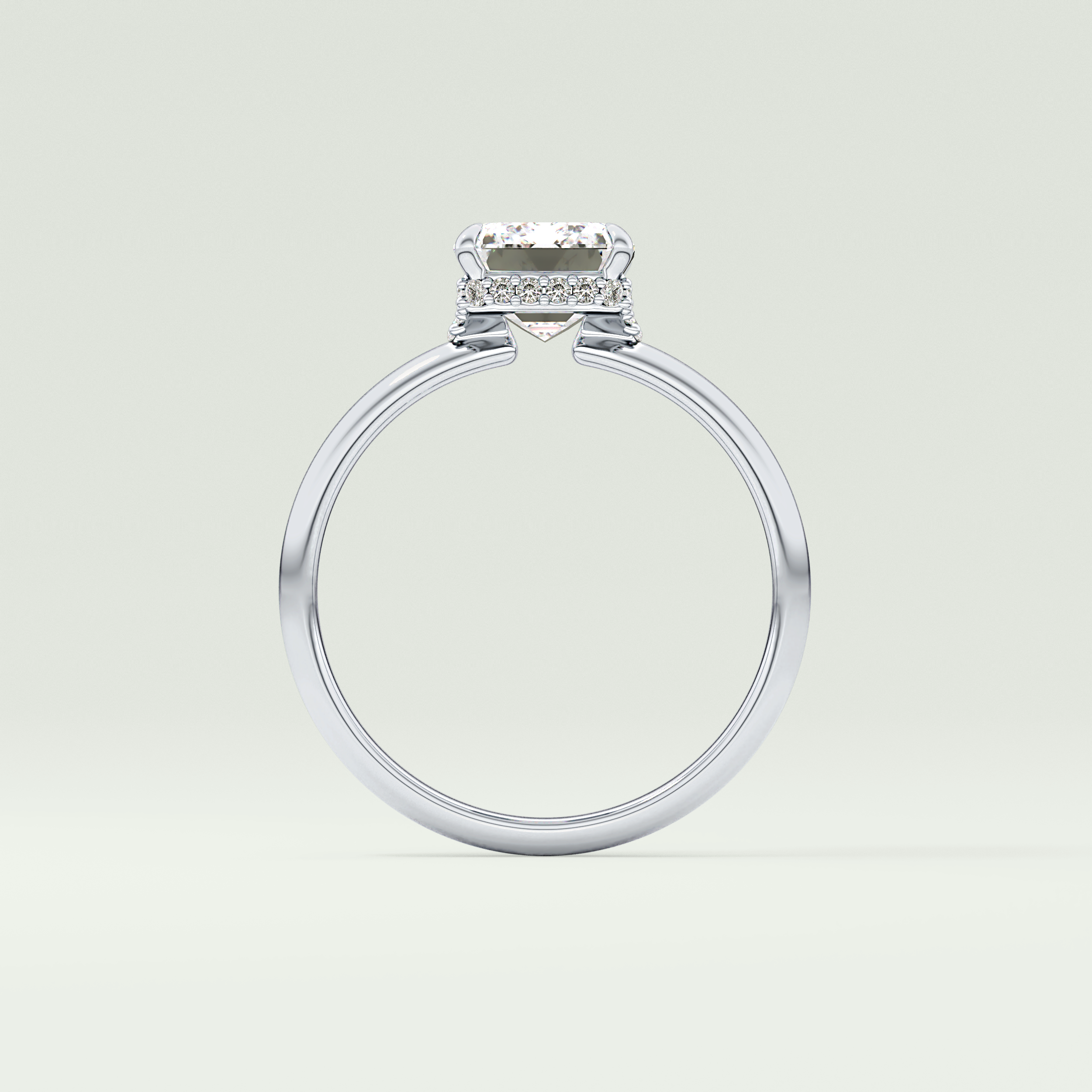 2.0 CT Emerald Cut Hidden Halo Lab Grown Diamond Engagement Ring